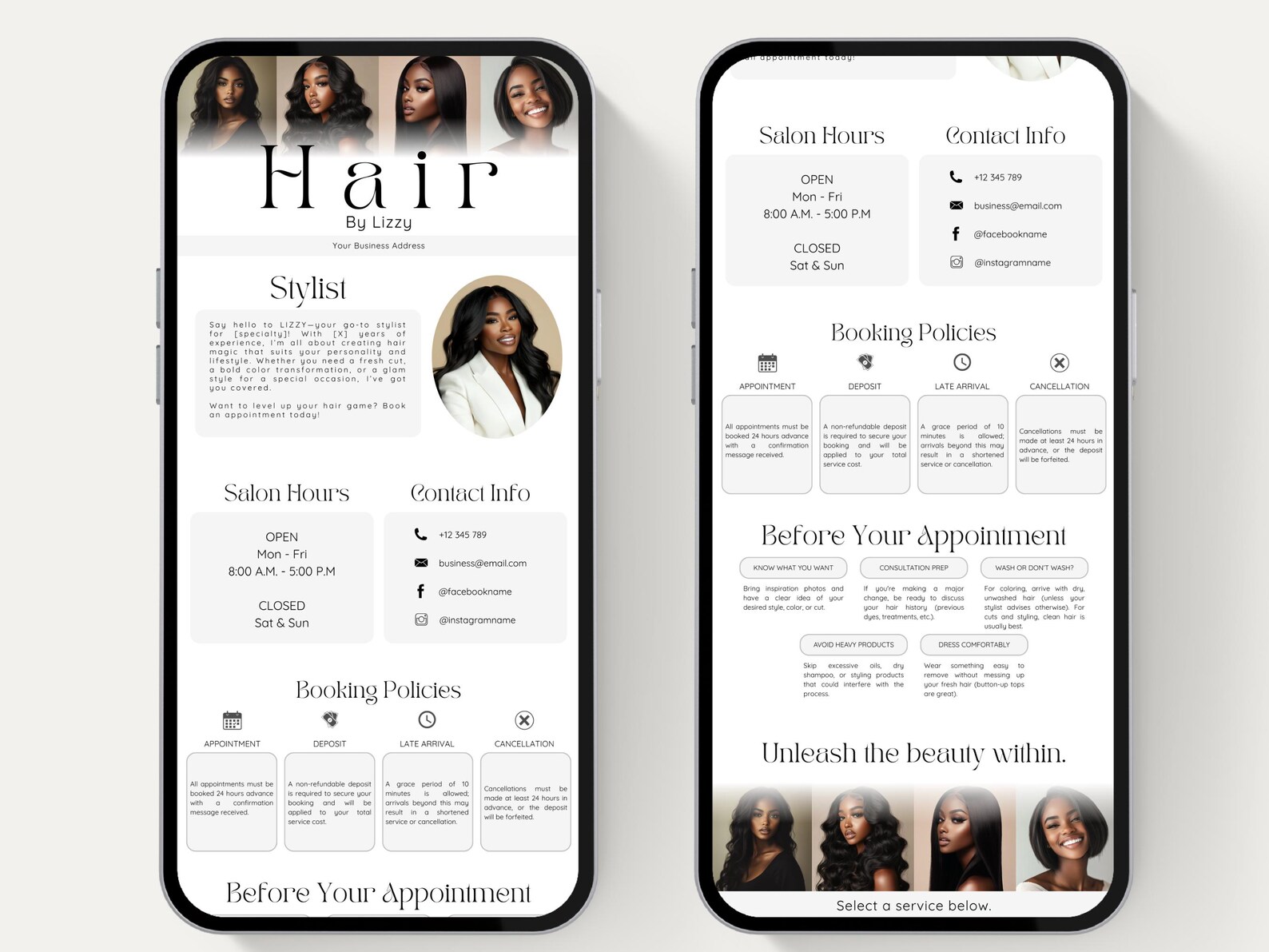 Editable Acuity Scheduling Template for Hairstylists & Salon Owners ...