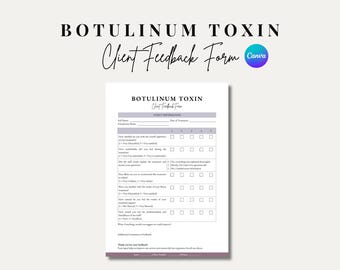 Modèle de formulaire de commentaires client Botox modifiable (PDF Canva)