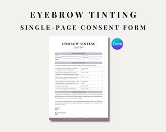 Formuliersjabloon voor toestemming wenkbrauw verven: aanpasbare klantovereenkomst (directe download)