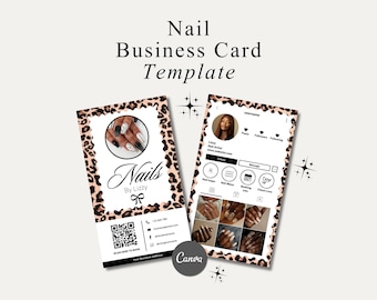 Sjabloon voor visitekaartjes voor nageltechnologie Instagram QR-code voor visitekaartjes Sjabloon voor DIY bewerkbare Canva-visitekaartjes voor nagelstudio's