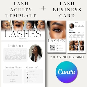 Lot de modèles de planification Lash Tech Acuity et carte de visite Instagram | Lien de réservation modifiable pour les artistes cils et les responsables beauté