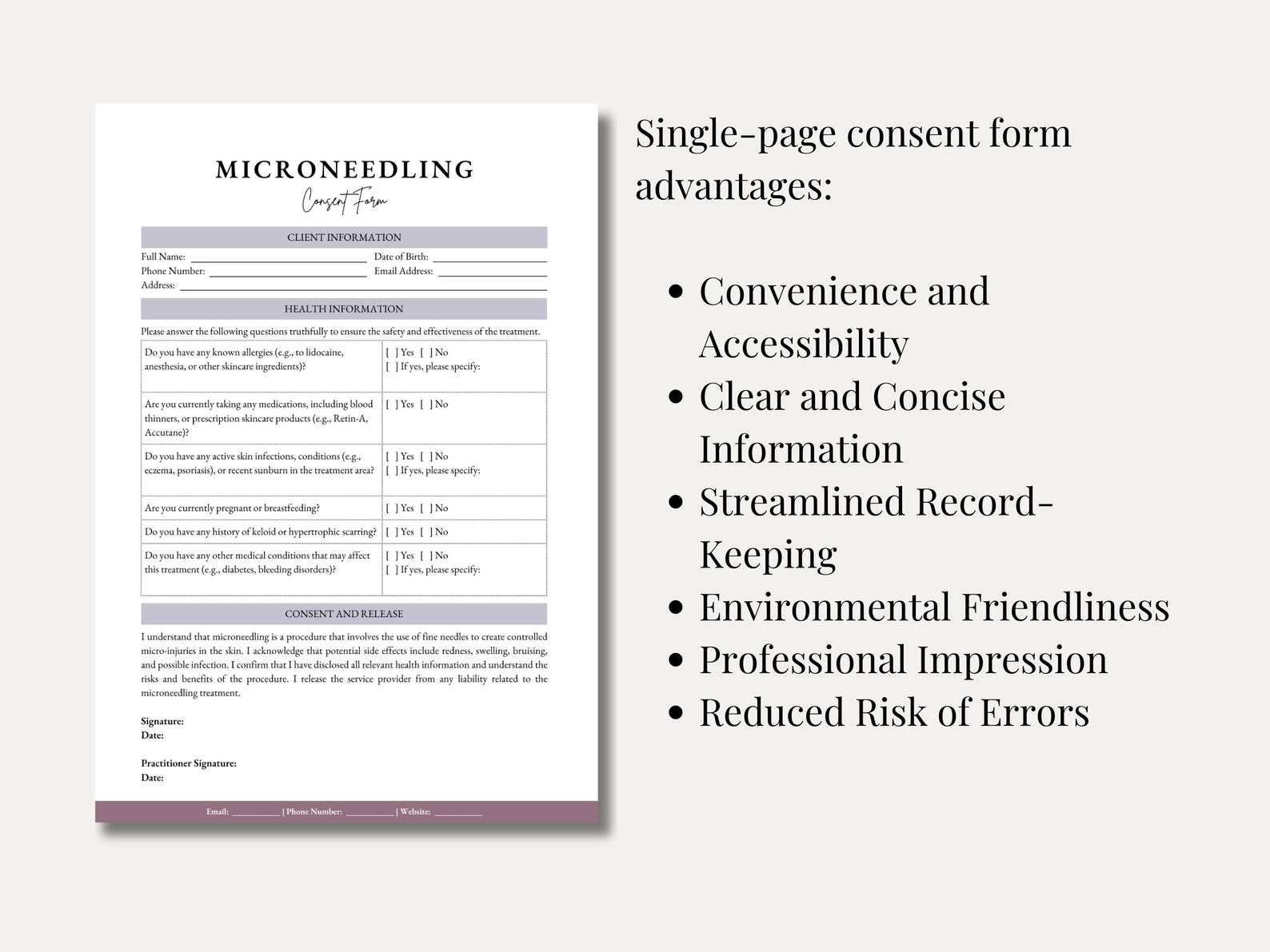 Microneedling Consent Form Template: Editable Skincare Client Form ...