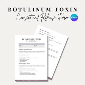 Editable Botox Consent & Release Form Template for Estheticians, Med Spa, Beauty Clinic, Digital Download, Customizable Form