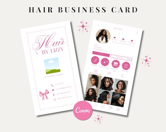 Rosa Friseur Instagram Visitenkarte Vorlage Bearbeitbare Canva Visitenkarte für Friseursalon Branding Digital Printable Download