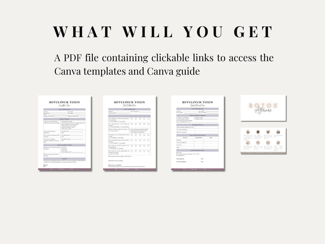 Botox Forms Template Bundle: Med Spa Client Intake (canva PDF) - Etsy