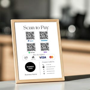 Minimalistische scan-to-pay-sjabloon voor PayPal, Venmo, Cash-app, Zelle | Aanpasbaar canva-ontwerp voor kleine bedrijven, directe digitale download