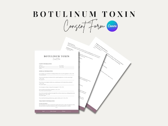 Editable Minimalist Botox Consent Form Template | Customizable Aesthetic Clinic PDF | Instant Digital Download for Spa & Beauty