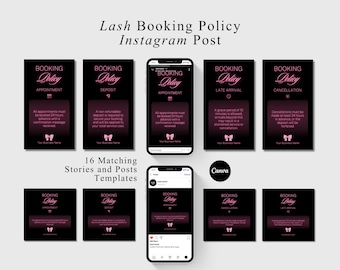 Plantilla de Instagram para pestañas | Política de Instagram para técnicos de pestañas | Publicación sobre extensiones de pestañas | Marca para artistas de pestañas | Plantilla de folletos para contenido de pestañas | Redes sociales para pestañas