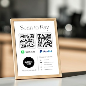Custom Scan to Pay Sign Template: Cash App & PayPal QR Code (Digital Download)