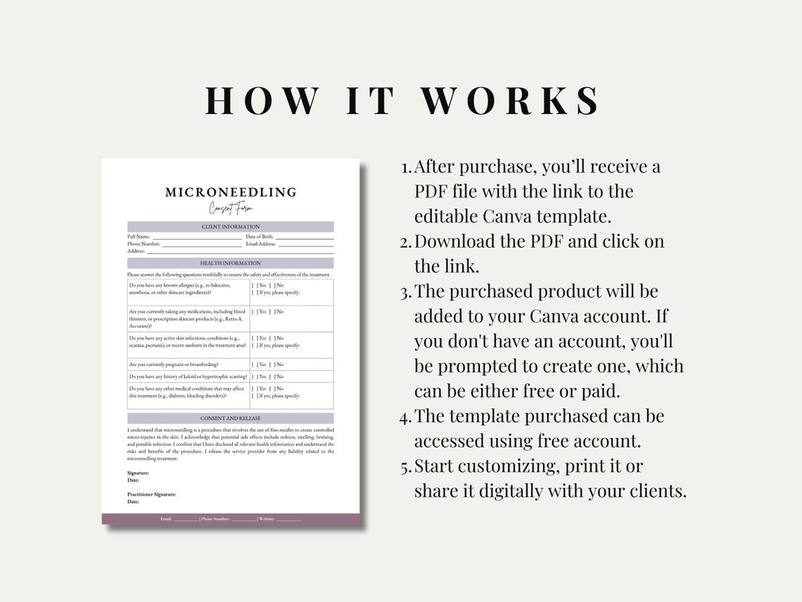 Microneedling Consent Form Template: Editable Skincare Client Form ...
