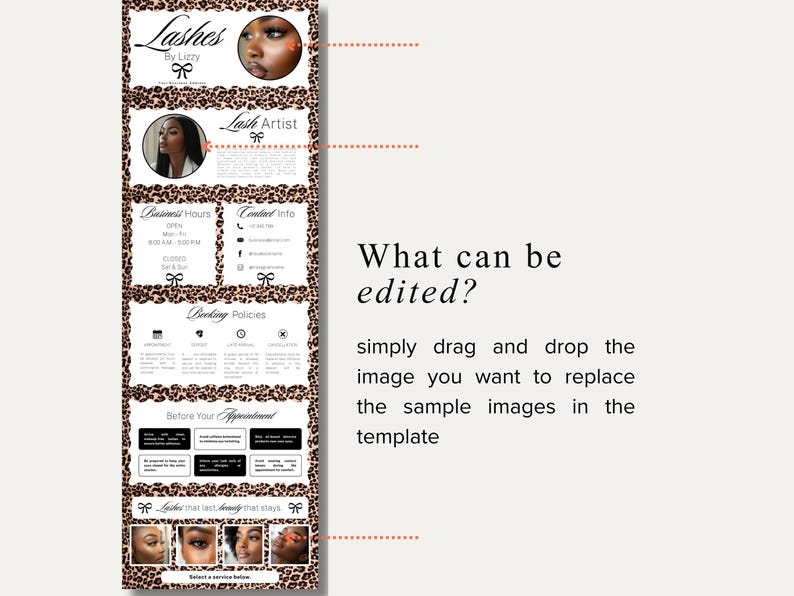 Lash Acuity Scheduling Template Lash Appointment Editable Lash Stylist ...