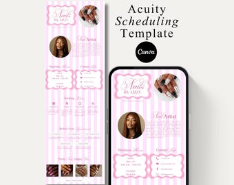 Pink Acuity Scheduling Template for Nail Techs Canva Editable Beauty Booking Website Template for Nail Salon Mobile Nail Tech Business