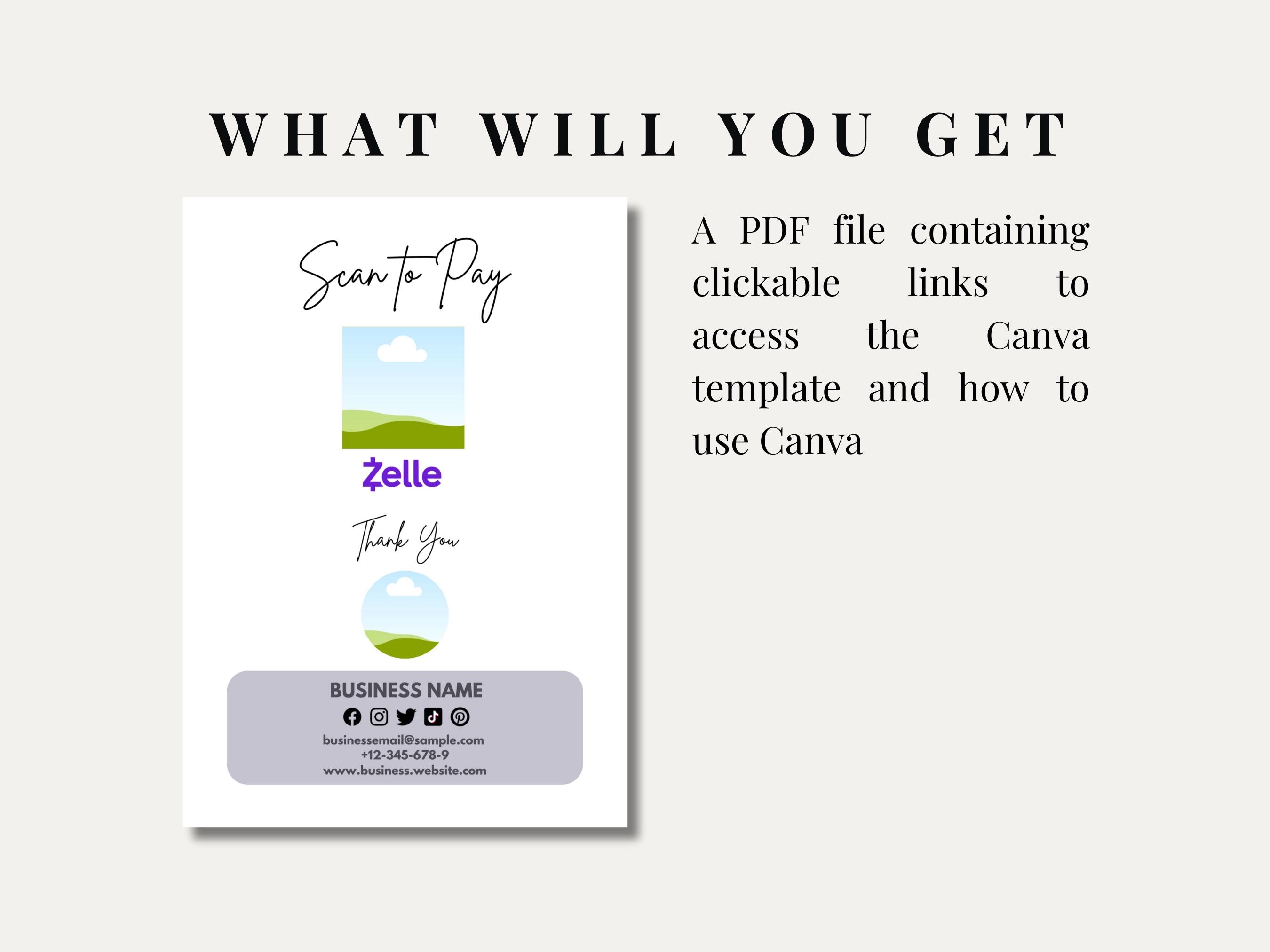 Zelle Sign Examples Customizable Zelle Scan to Pay Sign Template: QR Code (digital Download ...