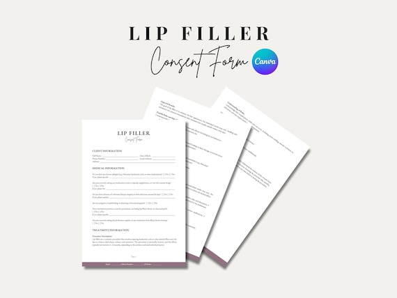 Lip Filler Consent Form Template: Med Spa Injector Forms (Editable PDF)