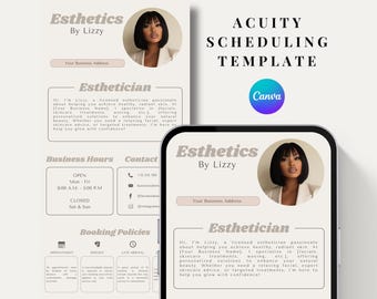 Esthetician Acuity Scheduling Template: Custom Spa Booking (Canva Editable, Digital Download)