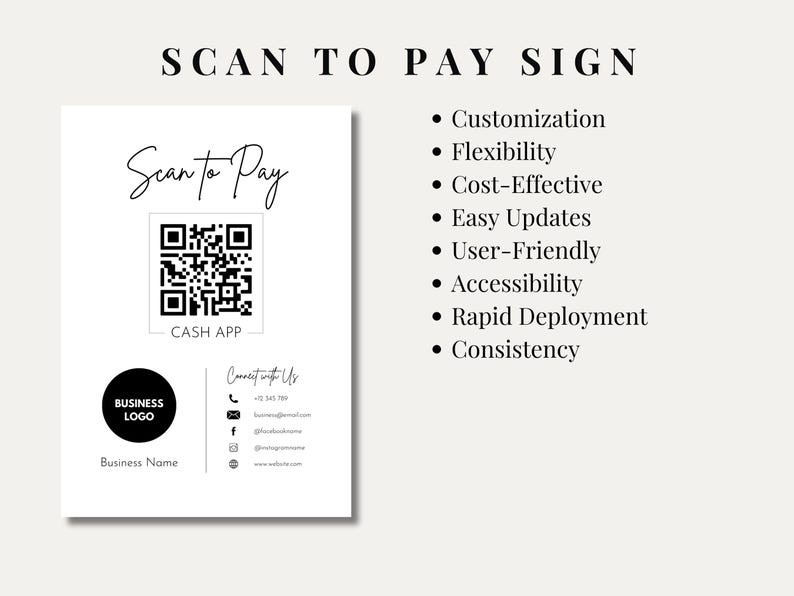 Qr Code Sign Pament Editable QR Code Payment Sign Template: Scan to Pay (digital Download ...