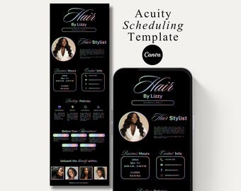 Hair Acuity Scheduling Template Acuity Booking Site Salon Acuity Scheduling Website Template Hair Stylist Branding Canva Beauty Business