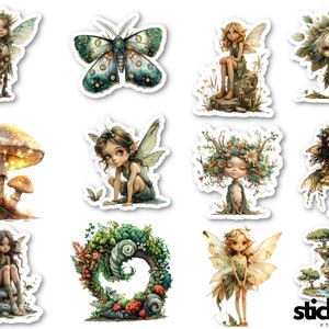 12 pcs Forest Fairy Core Fantasy Enchanted Fairies Vinyl Stickers Glossy or Matte