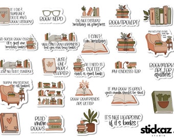 24 pcs Book Lovers / Bookish Vinyl Stickers Glossy or Matte