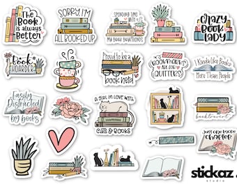 22 pcs Book Lovers / Bookish Vinyl Stickers Glossy or Matte