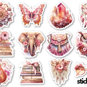 12 stuks boho chic bloemen boho vinylstickers glanzend of mat