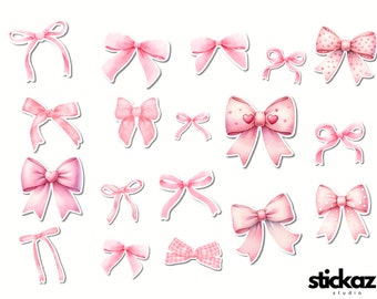 18 pcs Pink Coquette Bows Vinyl Stickers - Matte finish