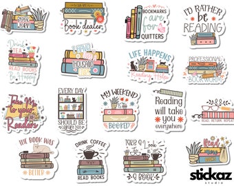 17 pcs Book Lovers / Bookish Vinyl Stickers Glossy or Matte