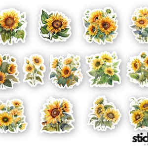13 stickers tournesol vinyle brillants ou mats