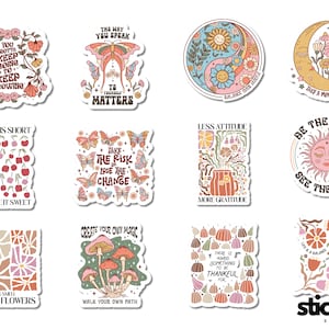 12 szt. Retro Vintage Boho Inspirujące Motywacyjne Naklejki Winylowe Błyszczące lub Matowe