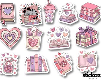 13pcs Romance Book Lovers / Bookish / Reading Planner Journal Laptop Vinyl Stickers Glossy or Matte