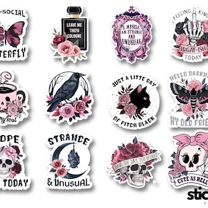 12pcs Goth Stickers Gothic Aesthetic Vinyl Stickers Glossy or Matte