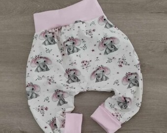 Pumphose Babyhose Jerseyhose Tobehose Jogger Elefant Newborn Mädchen Geschenkidee NEU Gr 50 bis 92