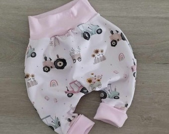 Pumphose Baby Babyhose Jerseyhose Tobehose Mädchen Rosa Traktor Frühling Newborn Geschenkidee Gr 50-92 NEU