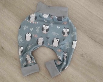 Pumphose Babyhose Jerseyhose Tobehose Baggy Pants Geschenkidee Newborn Unisex Eule