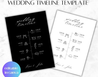 Digital Wedding Timeline Template | Wedding Schedule Itinerary Template | Canva | Wedding Itinerary | Wedding Coordinator | Wedding Planner