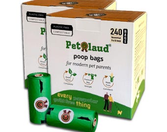 Plastic-Free Certified Compostable Dog Poop Bags: Extra Thick, Leakproof, 2x 240 Count