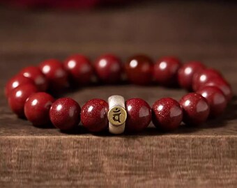 Buddhist bracelet, silver and red beads, Natural Cinnabar Beads Bracelet,Cinnabar Beaded Bracelet,Jewelry Gift Bracelet