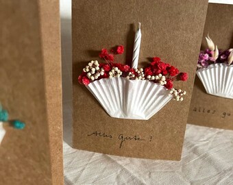 Gift card with dried flowers birthday card birthday gift flower dried flower Mother's Day Valentine's Day flowers decoration candle card