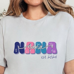 Custom gift for her, Gift for Nana, Customized shirt for her, Nana Shirt, Nana Est Shirt, Nana Gift from Kids, Nana to be