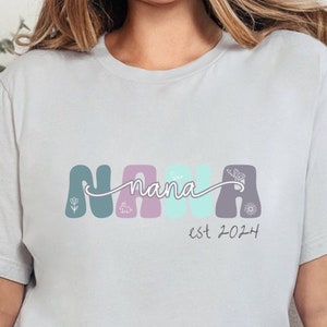 Custom gift for her, Gift for Nana, Customized shirt for her, Nana Shirt, Nana Est Shirt, Nana Gift from Kids, Nana to be, Grandma Shirt