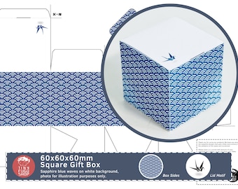 日本の青海波ギフトボックステンプレート：鶴のデザイン（PDF および PNG）