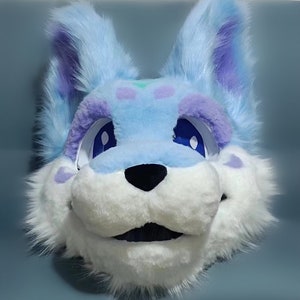 Premade Fursuit Head, Toony, Low-Price Fursuit Head, Blue Fursuit Head
