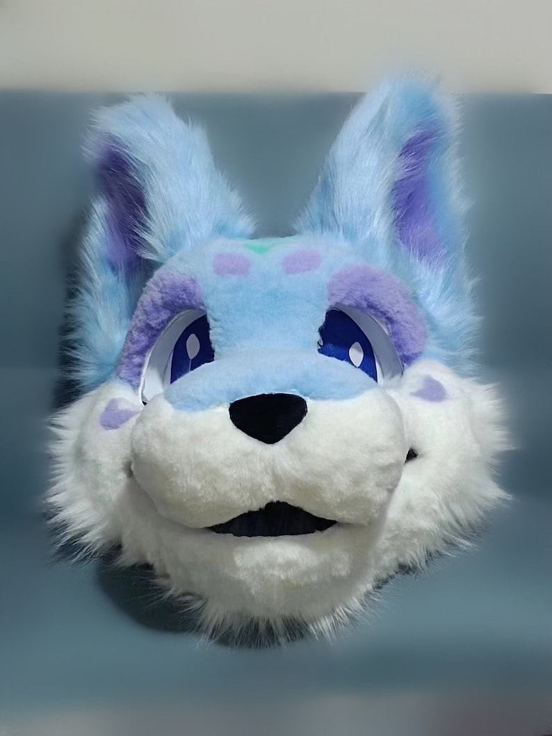 Premade Fursuit Head, Toony, Low-price Fursuit Head, Blue Fursuit Head