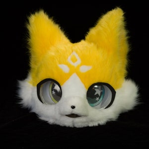 Premade Fursuit Head, Kemono, Low-Price Fursuit Head, Yellow Fursuit Head, Cosplay, Furry Love