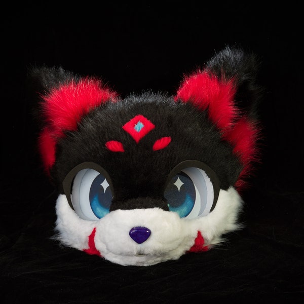 Premade Fursuit Head, Kemono, Low-Price Fursuit Head, Black Fursuit Head, Cosplay, Furry Love