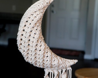 Christmas Moon Wreath | Boho Macrame Decor | Boho Holiday & Year-Round Wall Decor | Handcrafted Macrame Moon Wreath| Macrame Christmas Moon