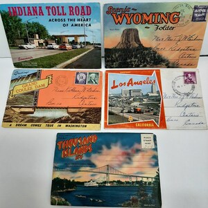 5 paquets de cartes postales américaines vintage de 1959