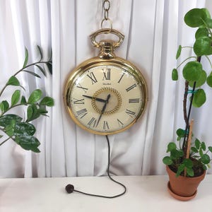 1950s Large 13-Inch &quot;Pocket Watch&quot; Wall Clock