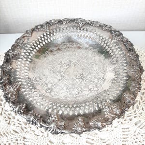 Antique Small Ornate Silver Plated Copper Dish