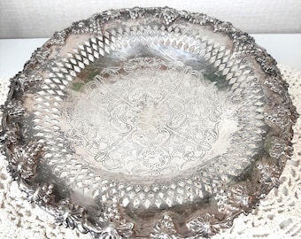 Antique Small Ornate Silver Plated Copper Dish